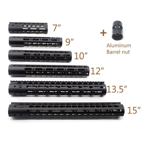 Alumínio preto anodizado 7,9,10,12,13.5,15''polegada NSR Handguard Rail Free Float Mod Mod Quad Rail Sistema de Montagem