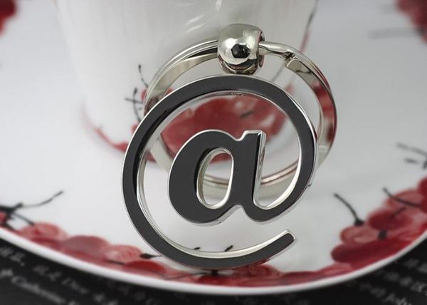 

High Quality Classical Metal AT Sign Internet Character Pendant Key Chain Keyring Ring Keychain Keyfob Gift 500PCS/LOT Free Shipping, Silver