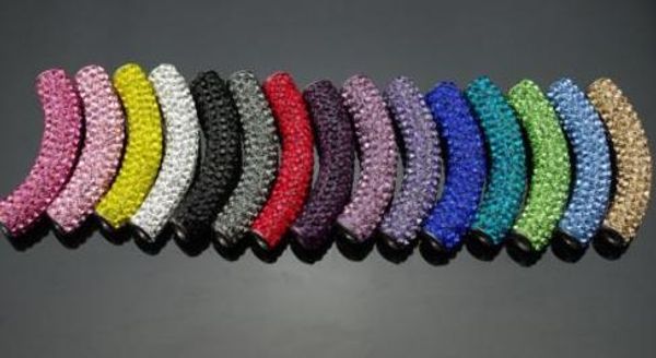 

new 20 pcs/lot 45cm mixed multicolor micro pave cz crystal tube long tubes bending beads bracelets diy findings. diy