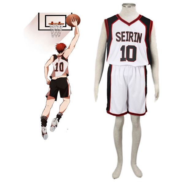 

wholesale-anime kuroko no basuke seirin basketball uniforms clothes number 10 kuroko tetsuya sport cosplay costume, Black