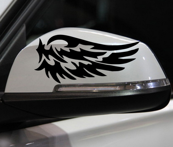 

2 sizes car rearview mirror sticker mini car covers white black wing pattern trunk funny fashion covers