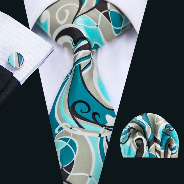 

новое прибытие свадебный галстук с запонками платок мужской классический стильный синий зеленый цветок галстук формальный бизнес широкий гал, Black;blue