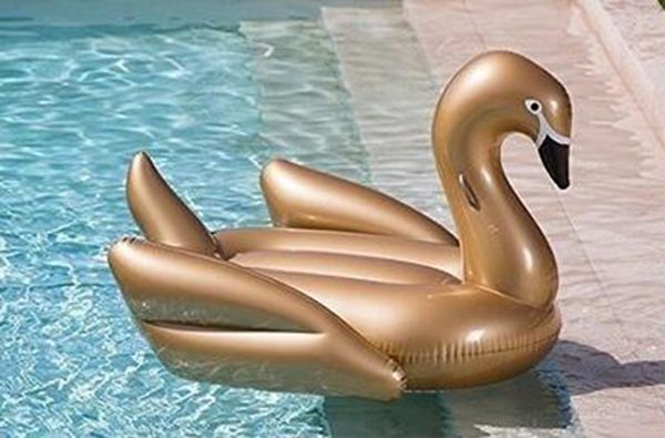 Riesiger aufblasbarer Schwan, goldfarben, 190 cm, große Fahrt auf Tierspielzeug, Sitz für schwimmendes Boot, Erwachsene, Outdoor-Schwimmen, Kleinkindspielzeug, Schwimmring #T11