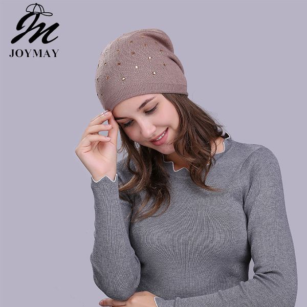 

joymay brand female beanie new autumn and winter caps hip-hop cap rhinestone hats for women beanies women skullies 8 colors w239, Blue;gray