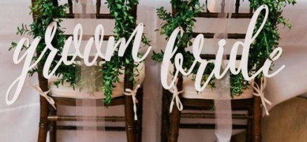 2020 Acrylic White Letters Chair Back Signs Bride Groom