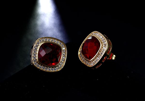 

new fashion square серьги 4 цвета цирконий stones18k gold plated55, Golden;silver