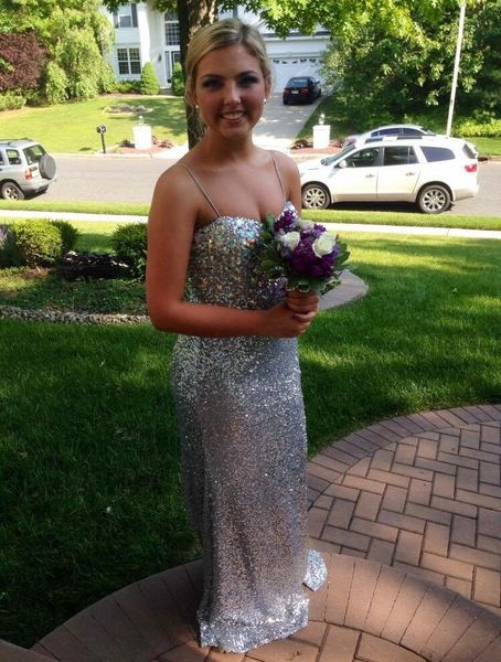 

sparkling sequin prom dresses rhinestone beaded silver spaghetti graduation homecoming gowns robe de soiree attractive party dress, Black