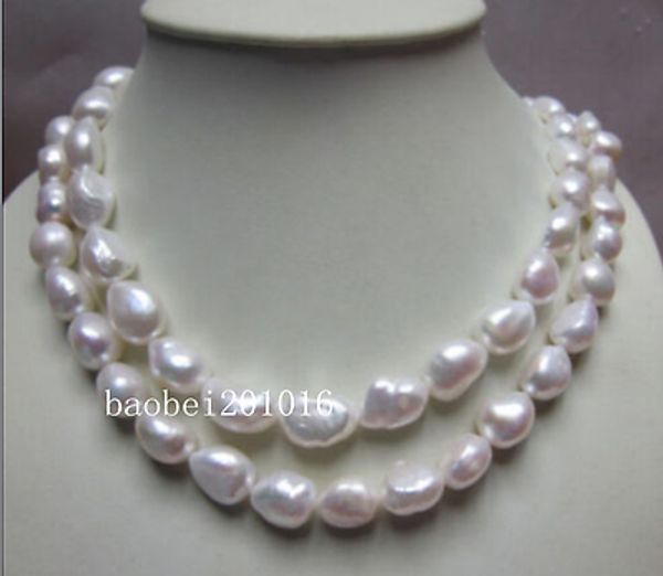 

natural 9x11 mm south seas baroque white pearl necklace 42inch 925, Silver