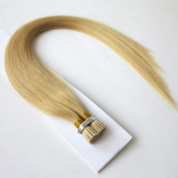 

keratin i tip hair extension 100% brazilian prebonded human hair black,brown,blond i tip hair extension