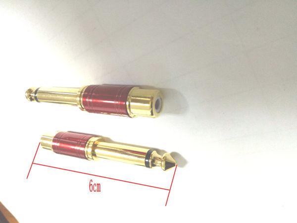 20 Stück rot vergoldeter 6,35 mm (1/4 Zoll) Mono-Stecker auf Cinch-Buchse