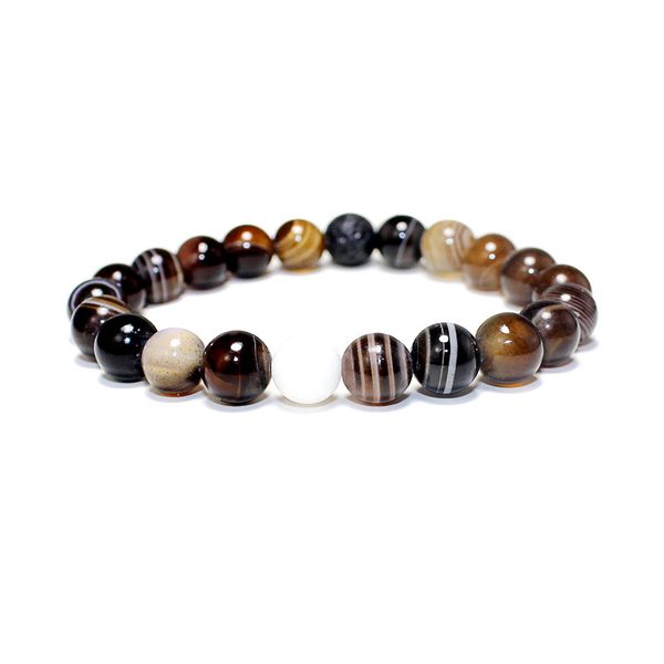 

8mm natural mixed different stone round shape beads bracelets healing beaded bangle jewelry for women men, Golden;silver