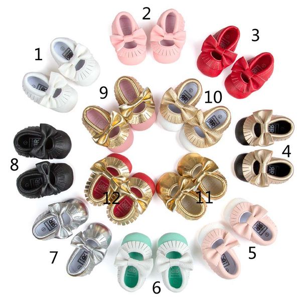 

2016 baby soft pu leather tassel moccasins walker shoes baby toddler bow fringe tassel shoes moccasin 12colors choose y