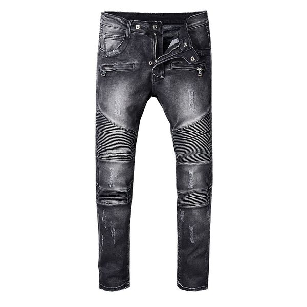 

ss18 skinny slim fit washed coating material luxury denim elastic motorcycle men bm8801 jeans designer splash ink men jeans sz28-40, Blue