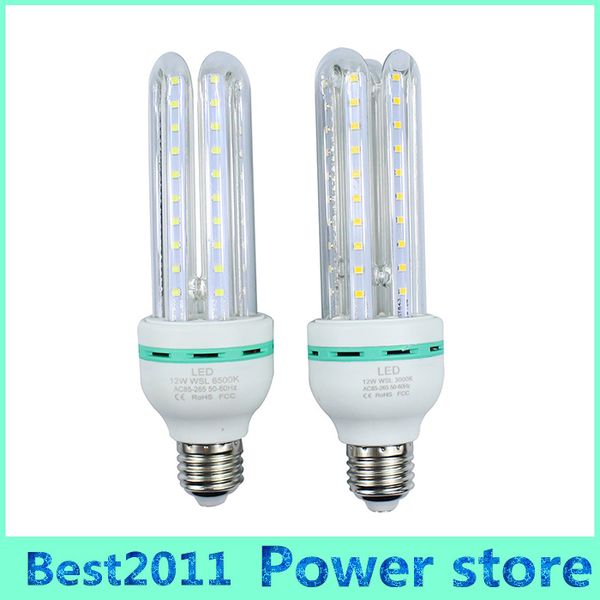 U em forma de lâmpadas LED de milho de iluminação 12W E27 poupança de energia luz lâmpada SMD2835 AC85-265V 1050lm 60lms