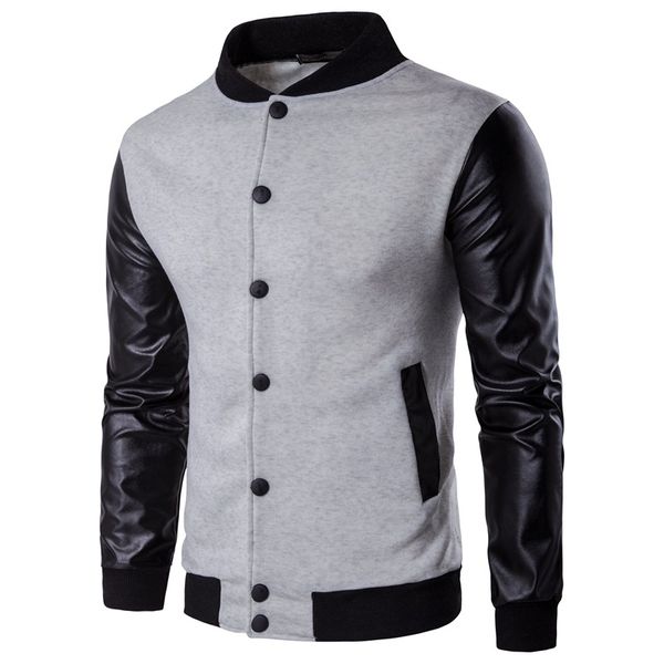 

wholesale- yuwaijiaren spring autumn men's jackets brand man jacket coat barcelone varsity wool & synthetic leather letterman jacket, Black;brown