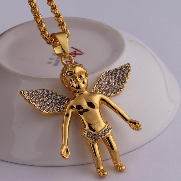 

золотая цепь для мужчин bling bling хип-хоп ювелирные изделия микро Ангел кусок ожерел