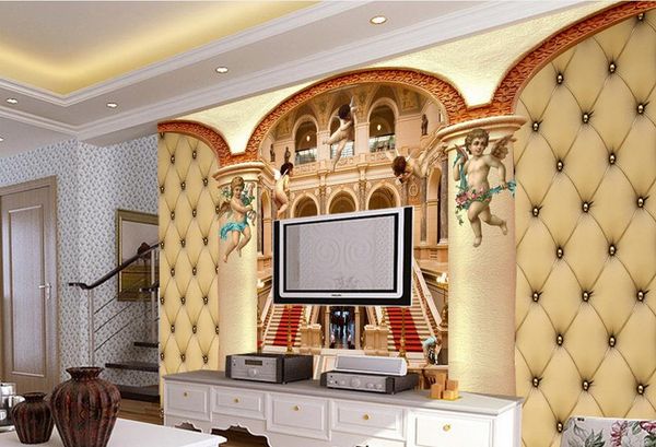 

thetic atmosphere 3d european angel blessed background wall wallpaper for bedroom