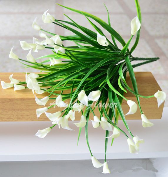 

wholesale- 25 heads/bouquet new beautiful mini artificial calla with leaf silk fake lily aquatic plants home room decoration flower