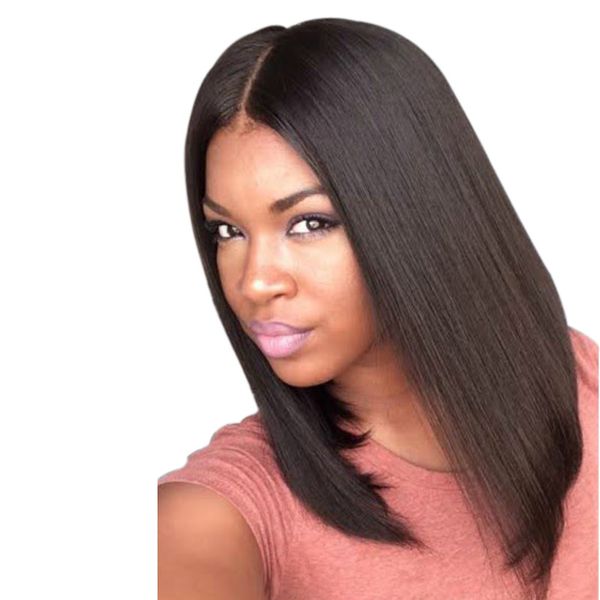 

woodfestival medium length black wig none bangs straight fiber synthetic wigs for women good quality hair 38cm