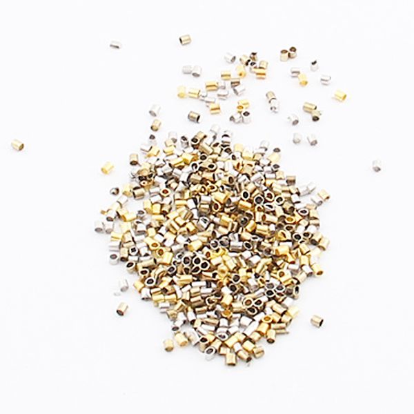 

wholesale-1000-piece mix tube crimp beads for jewelry making, 1.5mm, silver&gold