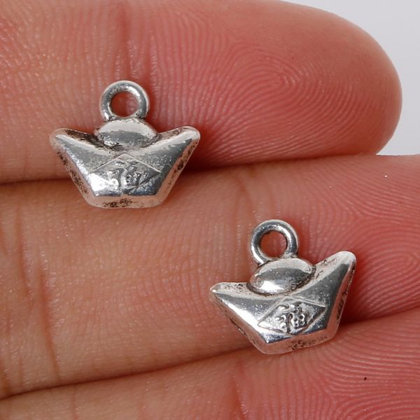 

new 12pcs 11x12mm zinc alloy antique silver ingot diy charms pendants jewelry making diy, Bronze;silver