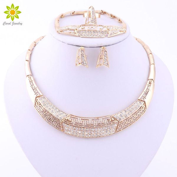 

2018 classic jewelry sets necklace earrings bracelet ring jewelry sets for women gold plated jewelry sets, Slivery;golden