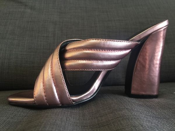 

фактические обувь~3122 40 натуральная кожа металлический крест мулы слайд каблуки сандалии розовый золотой бежевый черный серебро