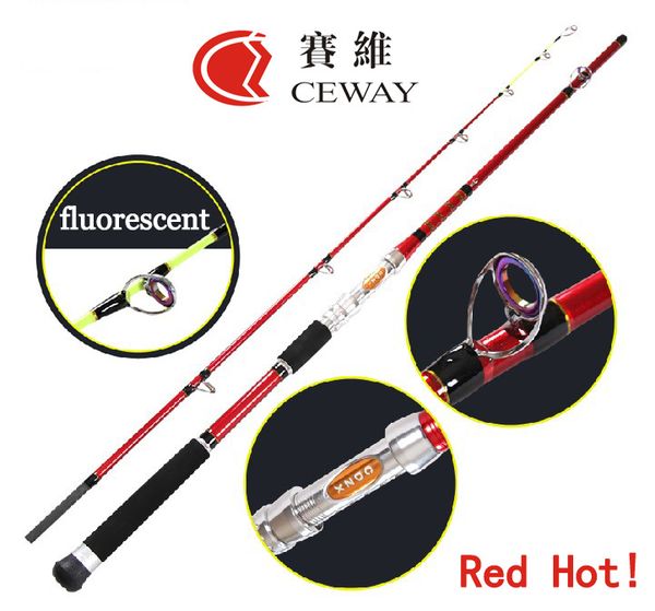 

carbon fishing rod red boat power fish ocean jig jigging deep sea pole 2 sections 1.8m 2.1m 2.4m 2.7m