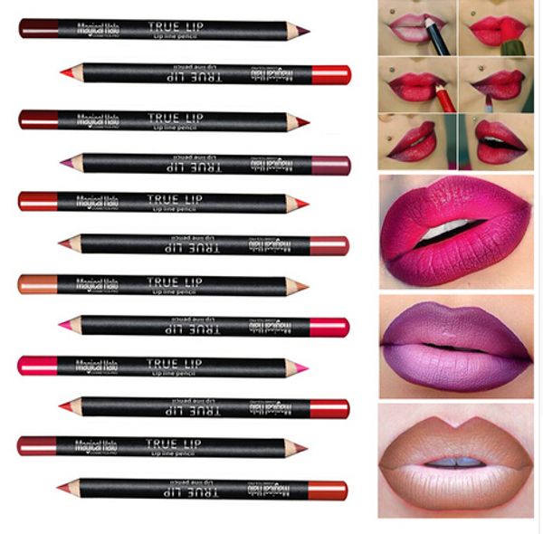 

12 colors/lot waterproof lip liner pencil set lipliner contour matte lipstick pen long lasting retro red lip pencil