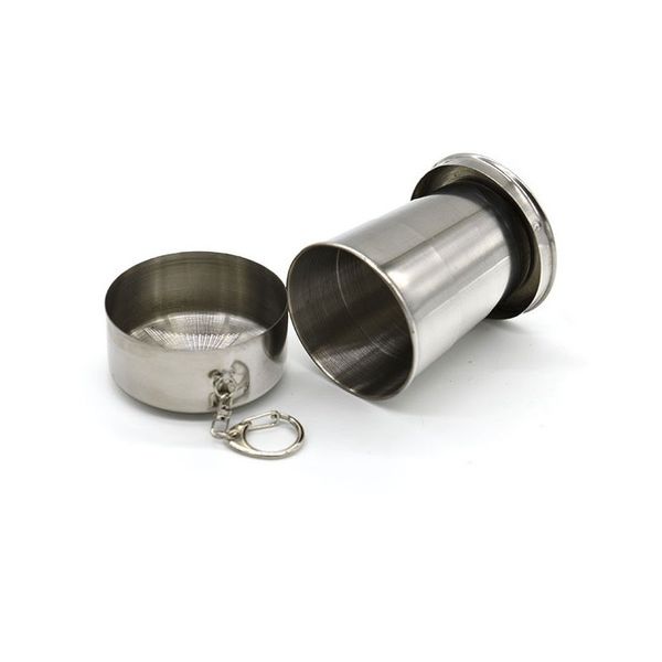 50 pz Nuovo Pieghevole Drinkware 240 ml In Acciaio Inox Pieghevole Telescopico Pieghevole Tazza di Acqua Boccale di Birra di Campeggio Esterna Forniture Da Campeggio ZA0855