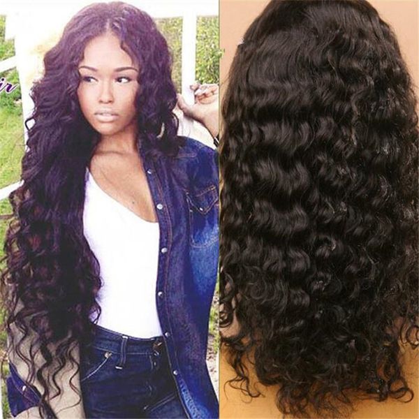 

Long body wave brazilian human hair wig gluele full lace virgin hair wig or women lace front 7a grade water wave wig