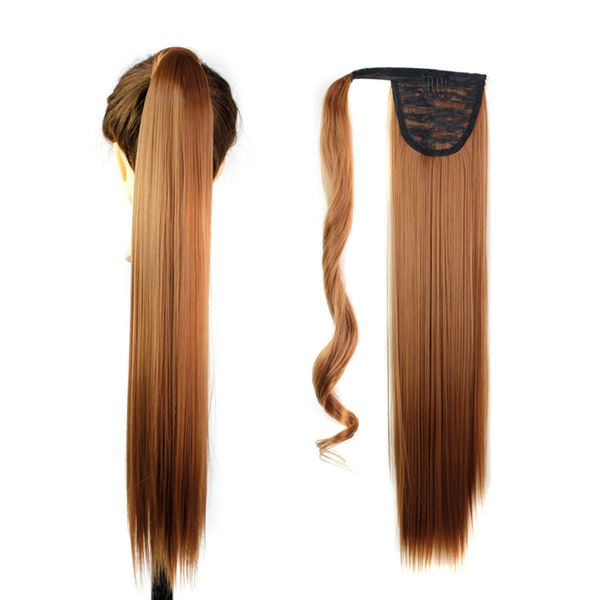 Clip-Haar-Pferdeschwänze, synthetische Kordelzug-Pferdeschwänze, glatte Haarteile, 61 cm, 120 g, Haarverlängerungen, Damenmode