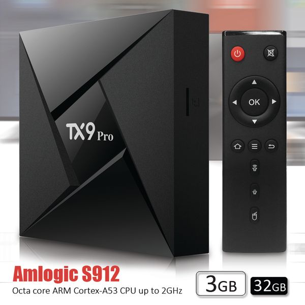 

Android 7.1 IPTV КОРОБКА 4K Smart TV BOX TX9 pro 3 ГБ 32 ГБ 2.4 Г + 5 Г Wi-Fi BT4.1 S912 Android Box Медиа-плеер