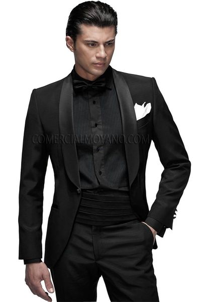 

wholesale-men's dinner party prom suits groom tuxedos groomsmen wedding blazer suits (jacket+pants+girdle+bow tie) no:1254, White;black