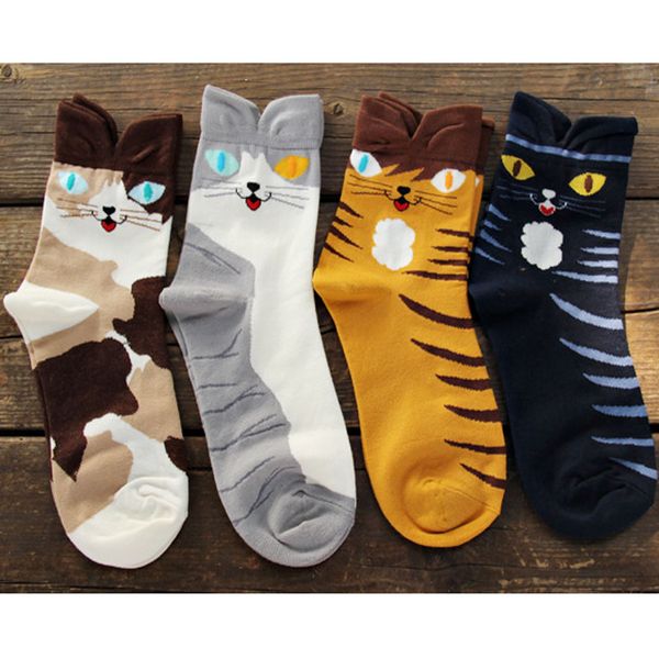 

wholesale-cartoon 3d cat socks women socks girls socks women sport winter socks women thermal meias femininas wholesale 4 styles, Black;white