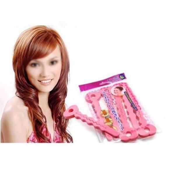 

fashion pink soft hair curler sponge spiral curls roller diy salon tool 6 pcs #r48