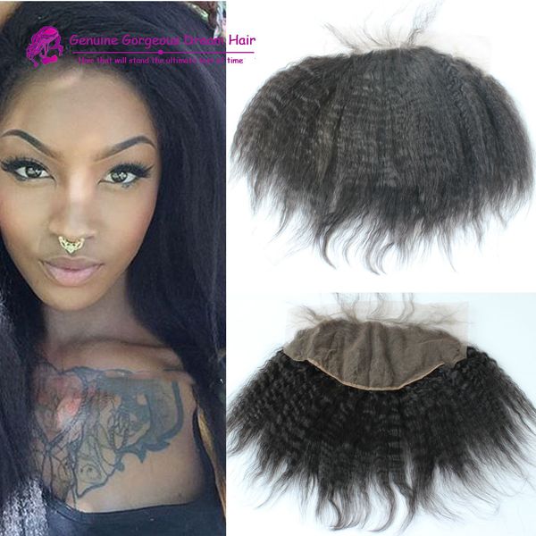 

brazilian lace frontal closure kinky straight 100% human hair 13x6 ear to ear lace frontals full frontal lace closure, Black
