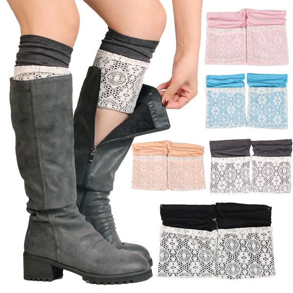 

women socks leg warmer lace boot cuffs boot socks for women ladies cotton crochet socks boot socks ing, Black;white