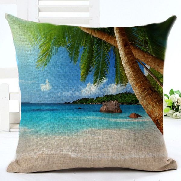 şık plaj minder kapak palmiye cojines mavi gök ev dekor doğa deniz almofada atmak yastık kılıfı görmek