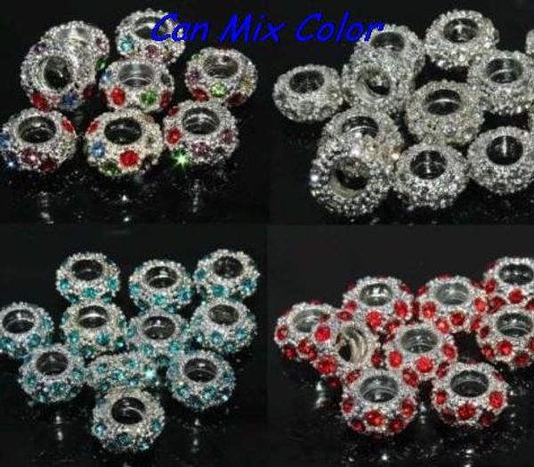 

loose diy silver plated big hole spacer wheel beads crystal european bead bracelet necklace u3535