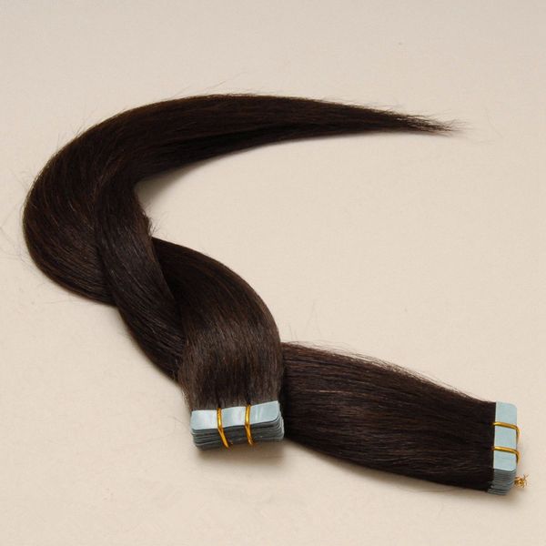 

elibess brand pu tape in human hair extensions 60pcs 14'' 16" 18" 20" 22" 24" double sided skin weft hair, Black