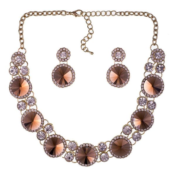 

ms1504509 fashion jewelry sets 4 colors necklace sets for women jewelry clean resin crystal unique spark design, Silver