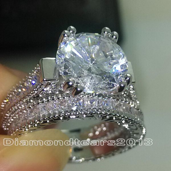 

Оптовая штраф 14kt белого золота заполнены белый Топаз Принцесса вырезать женщин о