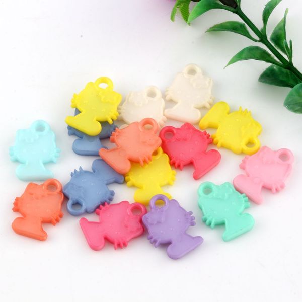 

200pcs mix color acrylic cat charm pendant diy jewelry 16.5*22mm, Bronze;silver