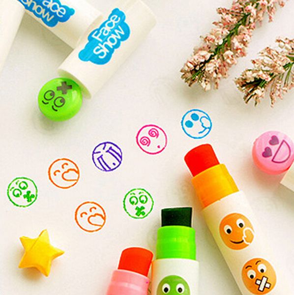 

wholesale- novelty face expression large capacity solid stamp highlighter fluorescent pen markers gift stationery escolar papelaria, Black;red