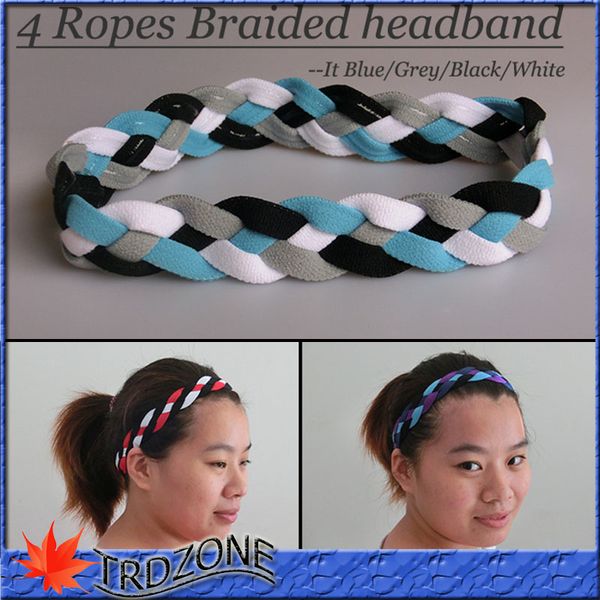 

2016 light blue/grey/black/white braided hair band head sweaty headband non slip, Silver
