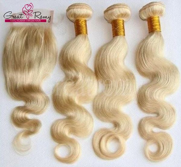 

Honey blonde 613 human hair weave wave brazilian body wave 3pc virgin hair bundle with 613 clo ure greatremy factory cu tomizable