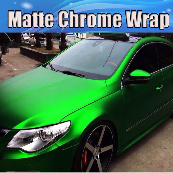 Satin-Chrom-grüne Vinyl-Autoverpackungsfolie mit Luftablass, matt-chromgrüne Wrap-Folie, Fahrzeug-Styling-Haut, 1,52 x 20 m/Rolle, kostenloser Versand