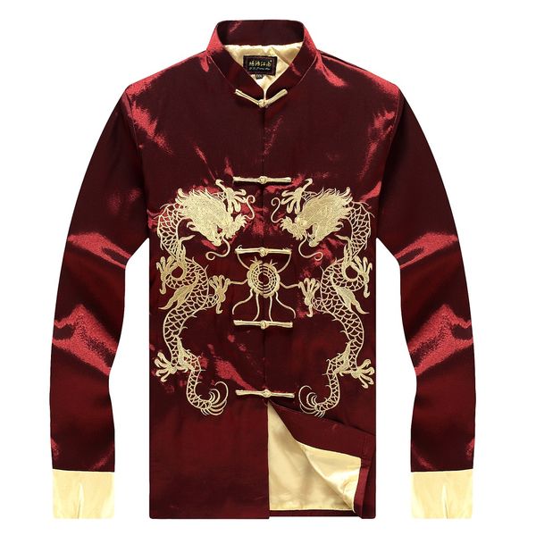 

wholesale- long-sleeved double-sided tangzhuang traditional chinese soup suits autumn stuffy senior silk embroidered shirts, White;black