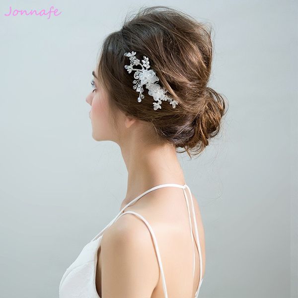 

beijia Simple White Flower Bridal Hair Comb Fashion Wedding Hair Piece Accessories Bridesmaid Headpiece Women Jewelry